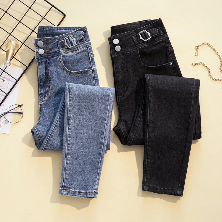 [a Variety of Stitching Denim] New High Waist Jeans Women&#039;s Autumn Slim Fit Slimming Spring Black Women&#039;s Pants