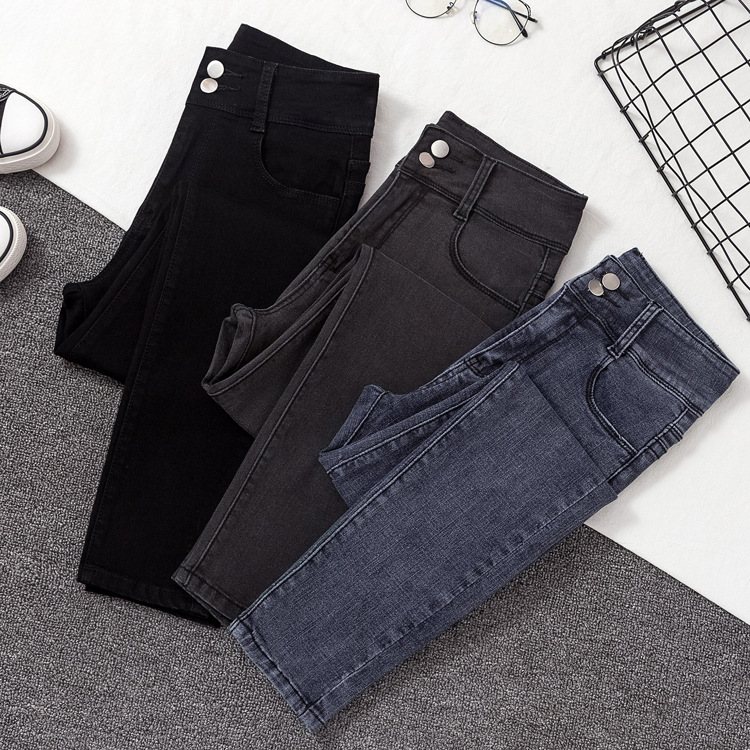 [a Variety of Stitching Denim] New High Waist Jeans Women's Autumn Slim Fit Slimming Spring Black Women's Pants