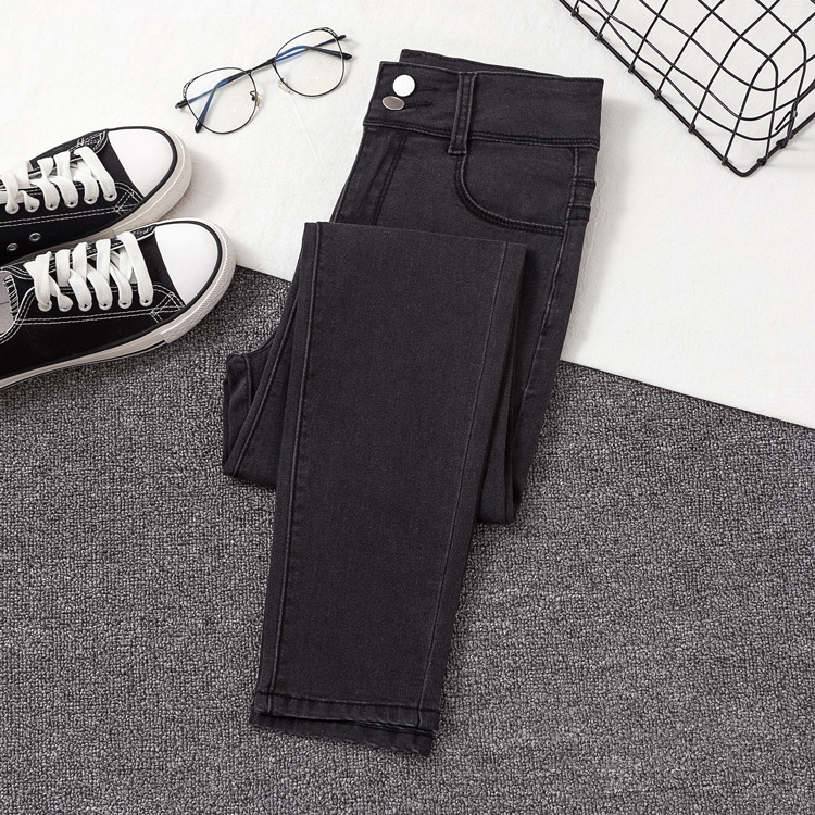 [a Variety of Stitching Denim] New High Waist Jeans Women's Autumn Slim Fit Slimming Spring Black Women's Pants