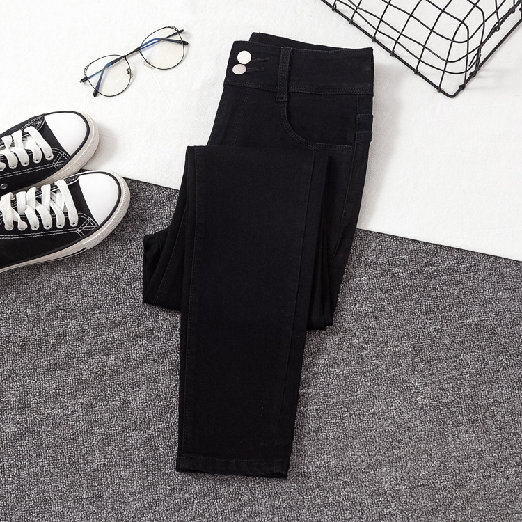 [a Variety of Stitching Denim] New High Waist Jeans Women's Autumn Slim Fit Slimming Spring Black Women's Pants