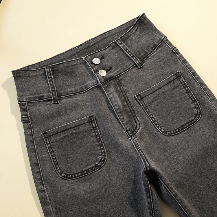[a Variety of Stitching Denim] New High Waist Jeans Women's Autumn Slim Fit Slimming Spring Black Women's Pants