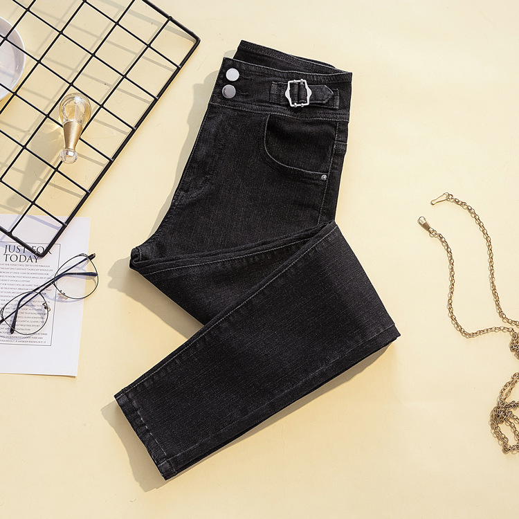 [a Variety of Stitching Denim] New High Waist Jeans Women's Autumn Slim Fit Slimming Spring Black Women's Pants