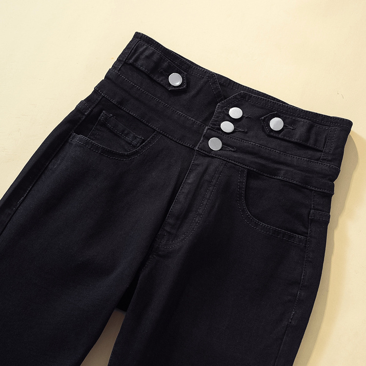 [a Variety of Stitching Denim] New High Waist Jeans Women's Autumn Slim Fit Slimming Spring Black Women's Pants