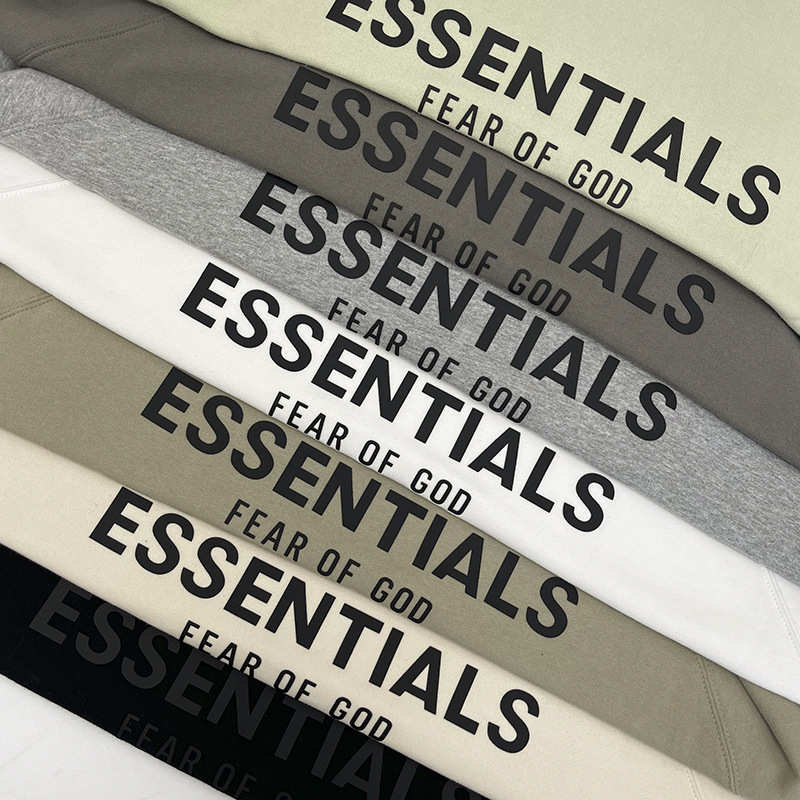 Fear of God Essentials Double Line Printing Glue Letters Fall Winter Hooded Brushed Hoody  