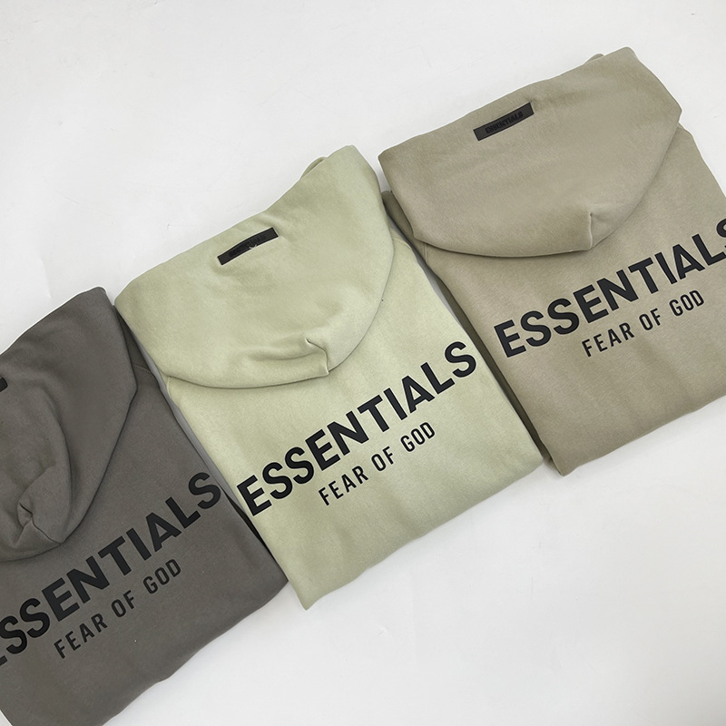 Fear of God Essentials Double Line Printing Glue Letters Fall Winter Hooded Brushed Hoody  