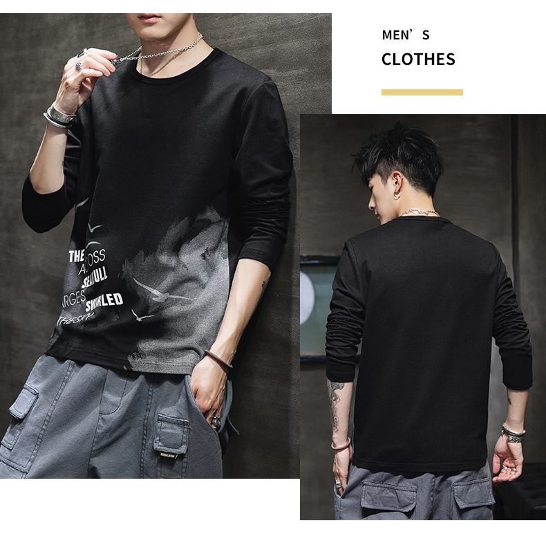 2021 Men's Long-Sleeved T-shirt New Men's Casual Brushed Hoody Top Clothes Cotton Base Shirt Trendy Men's Clothing 2021 Men's Long-Sleeved T-shirt New Men's Casual Brushed Hoody Top Clothes Cotton Base Shirt Trendy Men's Clothing