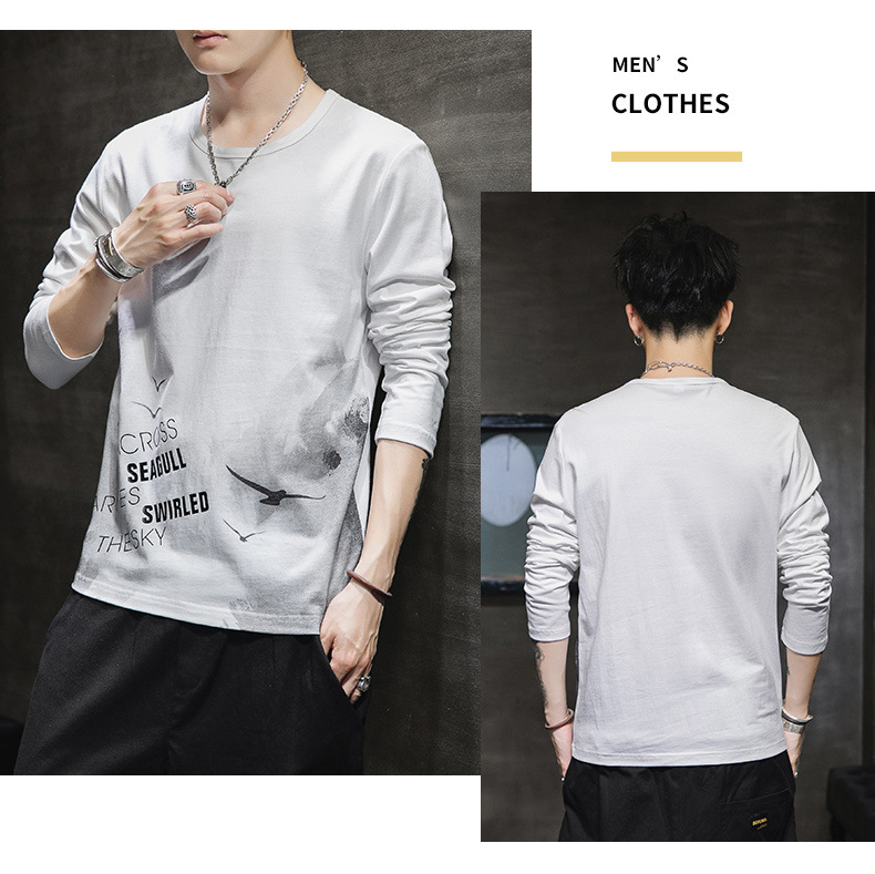 2021 Men's Long-Sleeved T-shirt New Men's Casual Brushed Hoody Top Clothes Cotton Base Shirt Trendy Men's Clothing 2021 Men's Long-Sleeved T-shirt New Men's Casual Brushed Hoody Top Clothes Cotton Base Shirt Trendy Men's Clothing