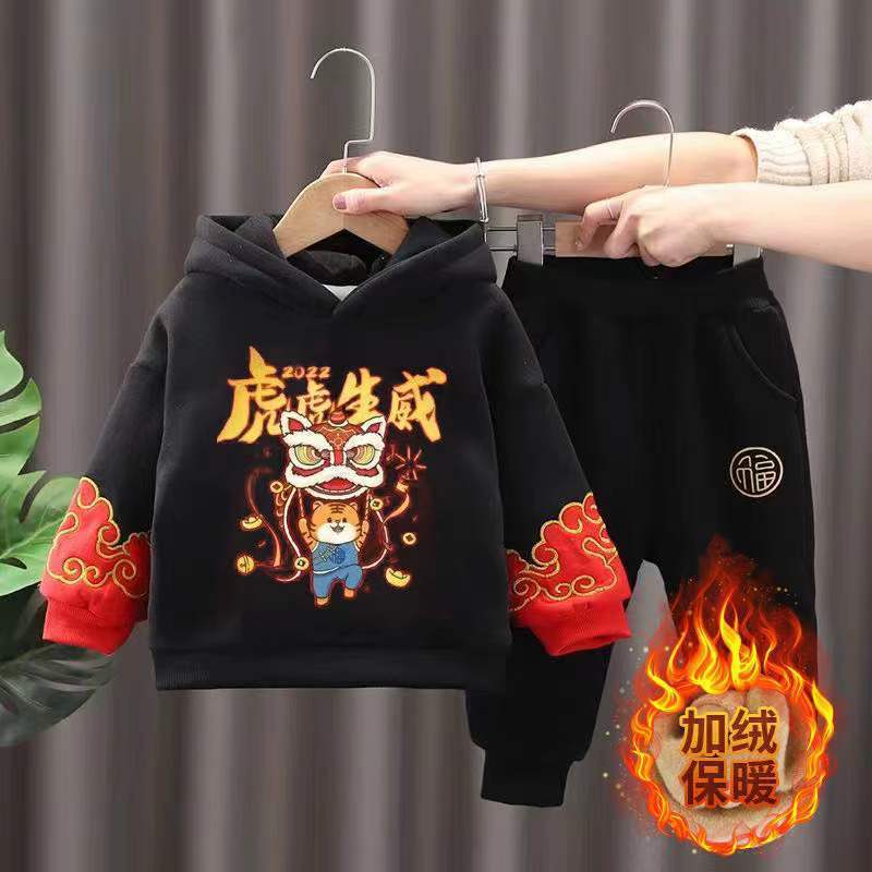 Children's New Year Clothes Boys' Autumn and Winter New Brushed Hoody Western Style New Year Clothes Boys' Tang Suit Children Suit Children's New Year Clothes Boys' Autumn and Winter New Brushed Hoody Western Style New Year Clothes Boys' Tang Suit Children Suit