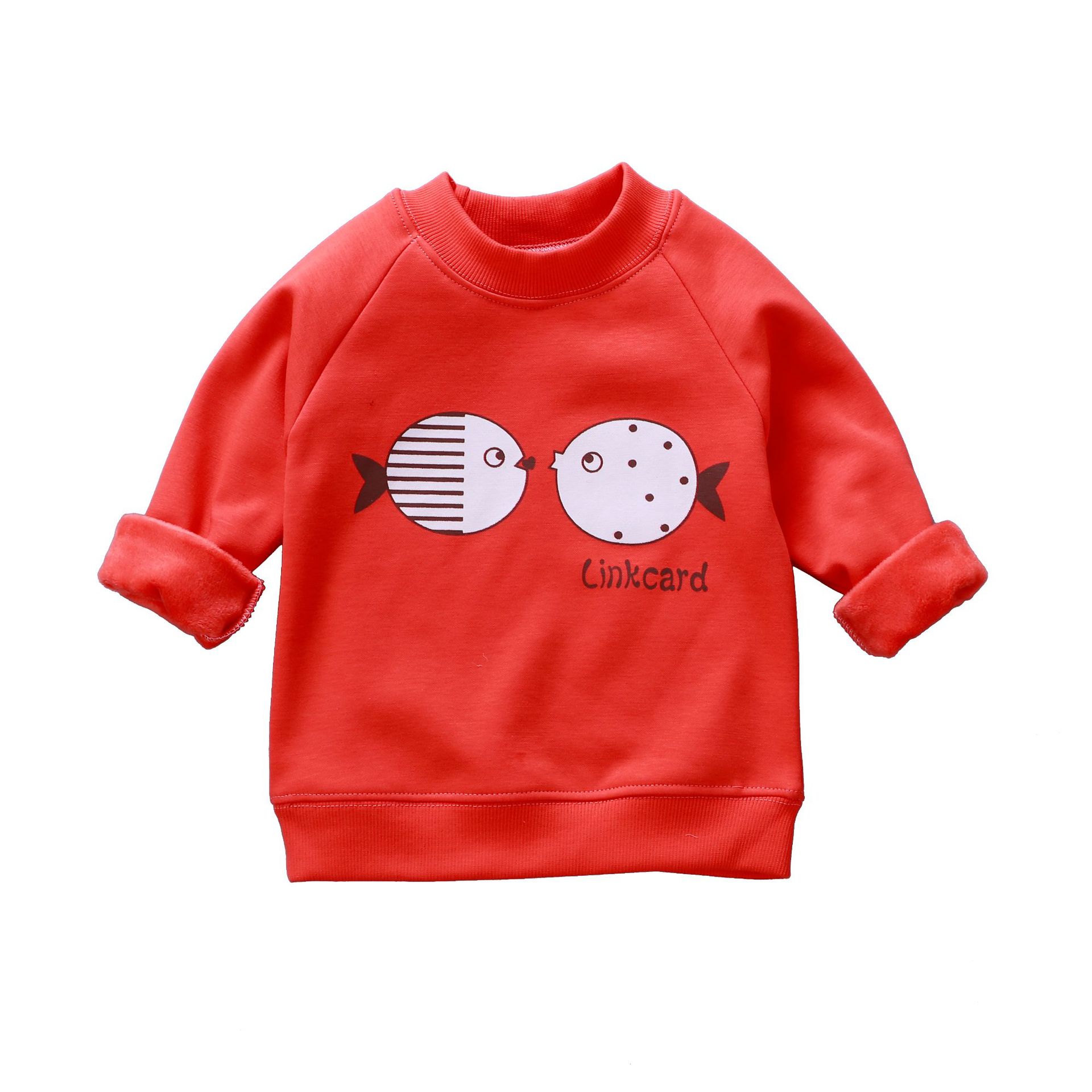 Children&#039;s Clothing Brushed Hoody New Children&#039;s Warm Sweater Winter Korean Baby Clothes Pullover One Piece Dropshipping