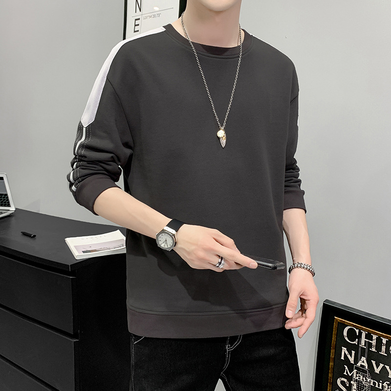 Brushed Hoody Men&#039;s Autumn New Men&#039;s Crew Neck Casual Korean Style Bottoming Shirt Trendy Youth T-shirt Top Men&#039;s Clothing