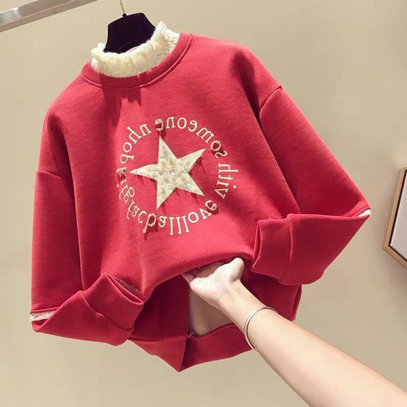 Half Turtleneck Brushed Hoody 2020 New Autumn and Winter Clothes Korean Version of the Loose False Two Pieces Long Sleeve Top Coat Female Half Turtleneck Brushed Hoody 2020 New Autumn and Winter Clothes Korean Version of the Loose False Two Pieces Long Sleeve Top Coat Female