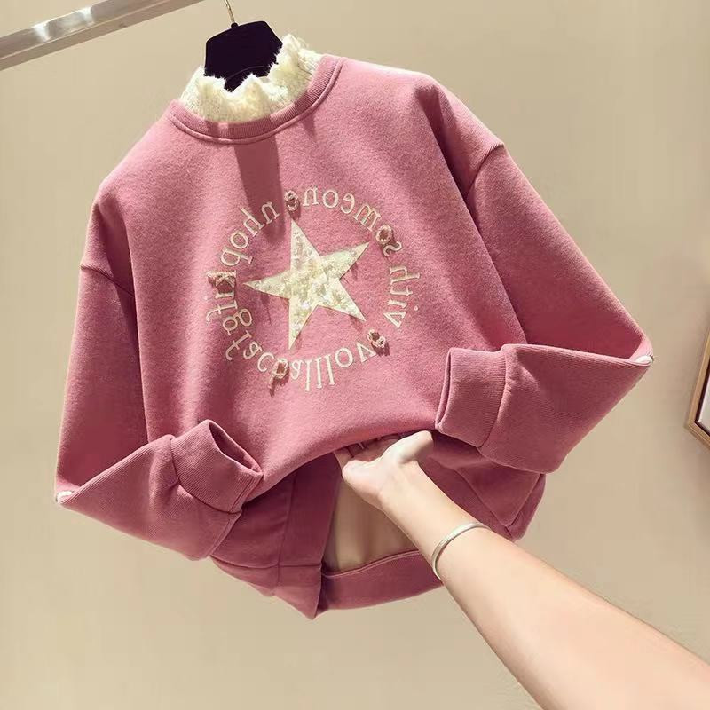 Half Turtleneck Brushed Hoody 2020 New Autumn and Winter Clothes Korean Version of the Loose False Two Pieces Long Sleeve Top Coat Female Half Turtleneck Brushed Hoody 2020 New Autumn and Winter Clothes Korean Version of the Loose False Two Pieces Long Sleeve Top Coat Female