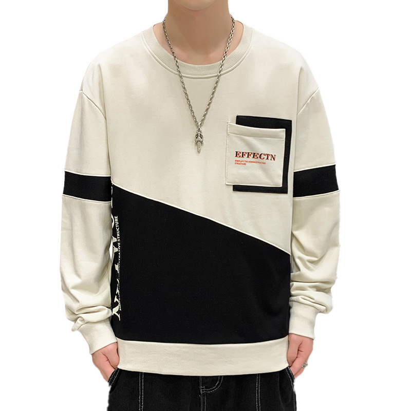 Brushed Hoody Men&#039;s 2021 Spring, Autumn and Winter Men&#039;s Long-Sleeved T-shirt Korean New Ins Pullover Bottoming Shirt Top Men&#039;s Clothing