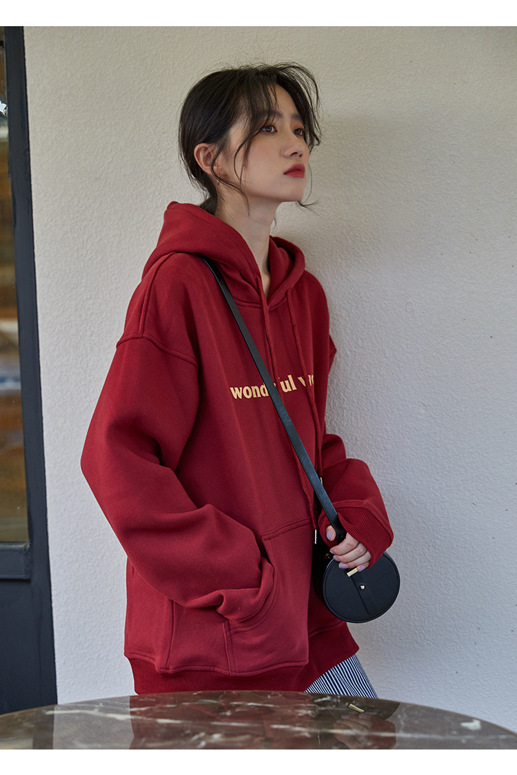 2021 Autumn and Winter New Korean Style Letter Hooded Fleece Padded Coat Top Loose and Idle BF Student Pullover Hoody 2021 Autumn and Winter New Korean Style Letter Hooded Fleece Padded Coat Top Loose and Idle BF Student Pullover Hoody