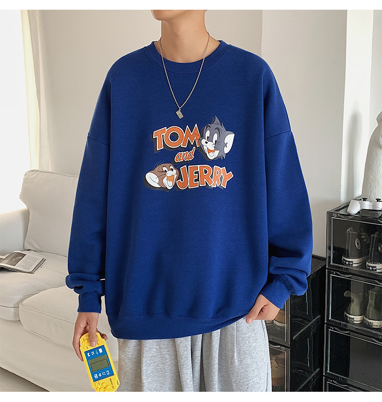 2020 New round Neck Brushed Hoody Men's KoreanStyle Loose Couple LongSleeved Tshirt Versatile Top Bottoming Shirt