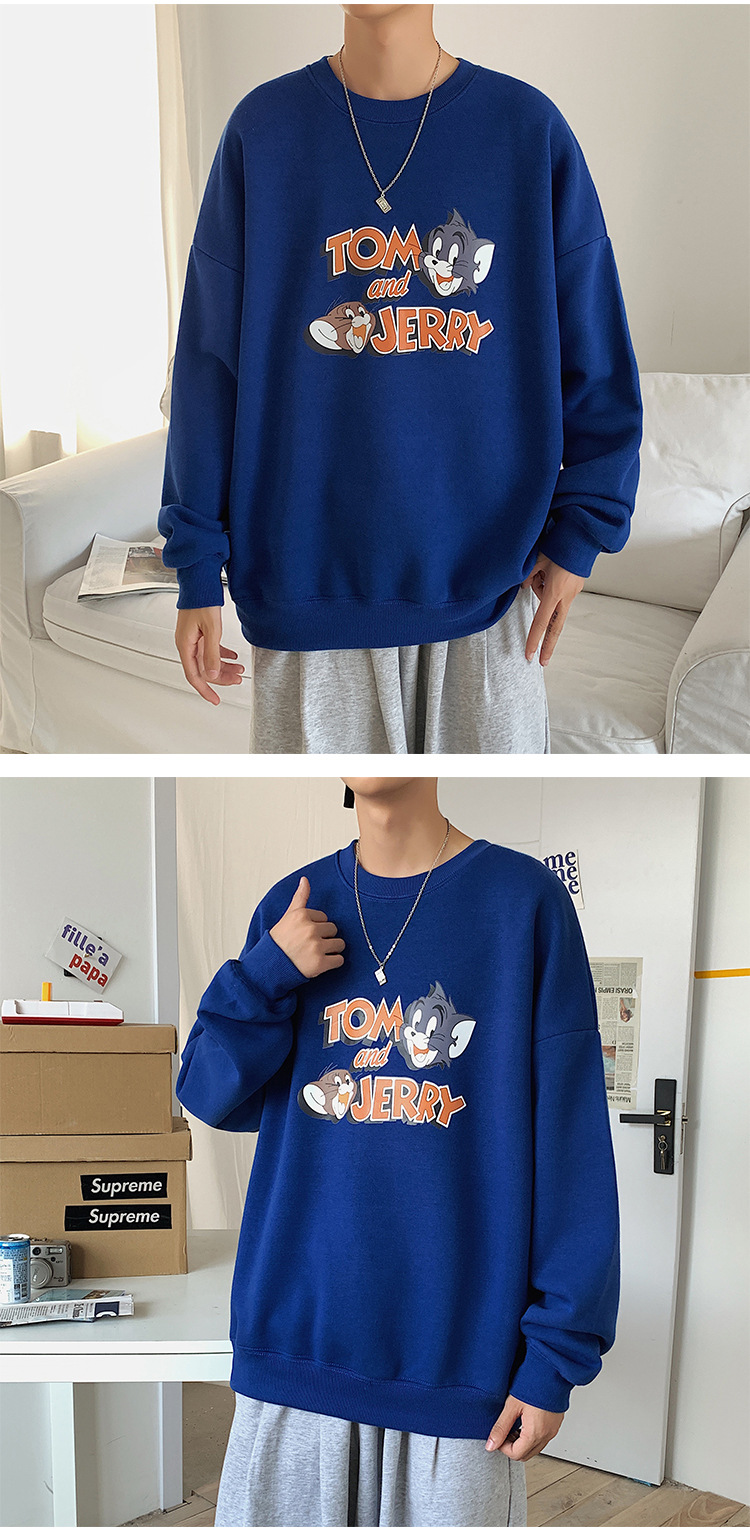 2020 New round Neck Brushed Hoody Men's KoreanStyle Loose Couple LongSleeved Tshirt Versatile Top Bottoming Shirt