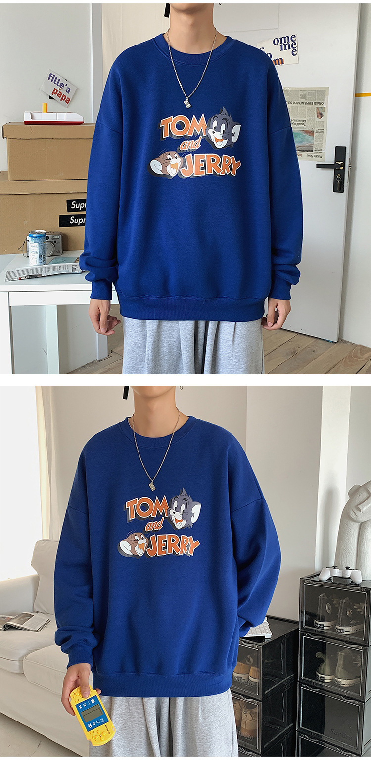 2020 New round Neck Brushed Hoody Men's KoreanStyle Loose Couple LongSleeved Tshirt Versatile Top Bottoming Shirt