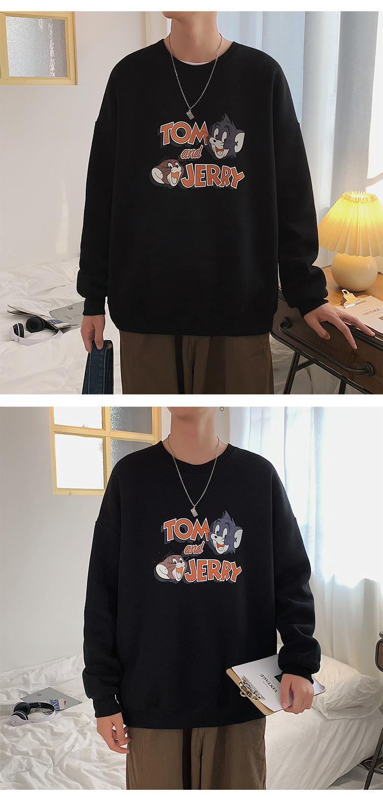 2020 New round Neck Brushed Hoody Men's KoreanStyle Loose Couple LongSleeved Tshirt Versatile Top Bottoming Shirt