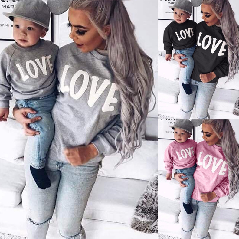 and American women's clothing ebay hot style long sleeve round neck letter LOVE parentchild clothing hoody OM8747 and American women's clothing ebay hot style long sleeve round neck letter LOVE parentchild clothing hoody OM8747