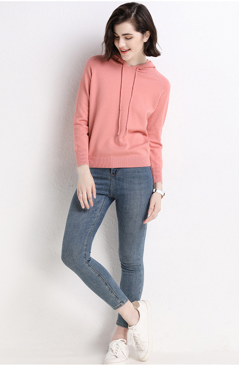 2021 Spring and Autumn New Ladies Knitted Hoodie Women's Solid Color Woolen Sweater Sweater Korean Style Slim-Fit Hoody 2021 Spring and Autumn New Ladies Knitted Hoodie Women's Solid Color Woolen Sweater Sweater Korean Style Slim-Fit Hoody