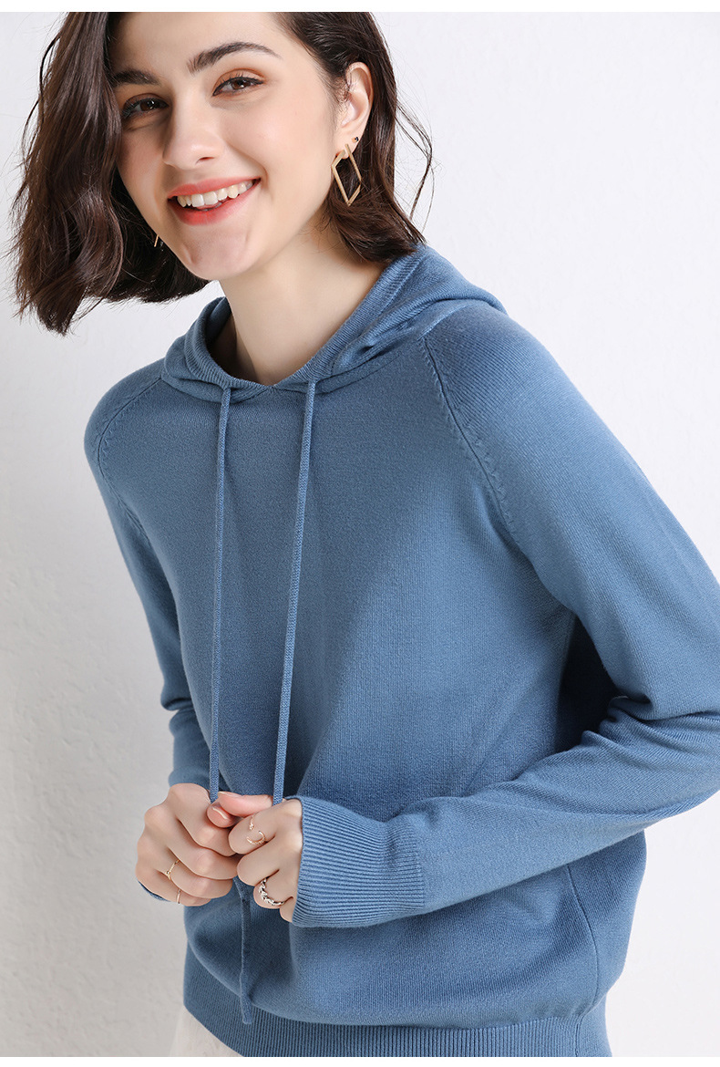 2021 Spring and Autumn New Ladies Knitted Hoodie Women's Solid Color Woolen Sweater Sweater Korean Style Slim-Fit Hoody 2021 Spring and Autumn New Ladies Knitted Hoodie Women's Solid Color Woolen Sweater Sweater Korean Style Slim-Fit Hoody