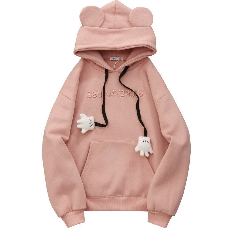 Japanese Sweater Trend Creative Mickey Embroidery Fashion Student Hoodie Loose plus Size Women&#039;s Clothing Sweater Hoody