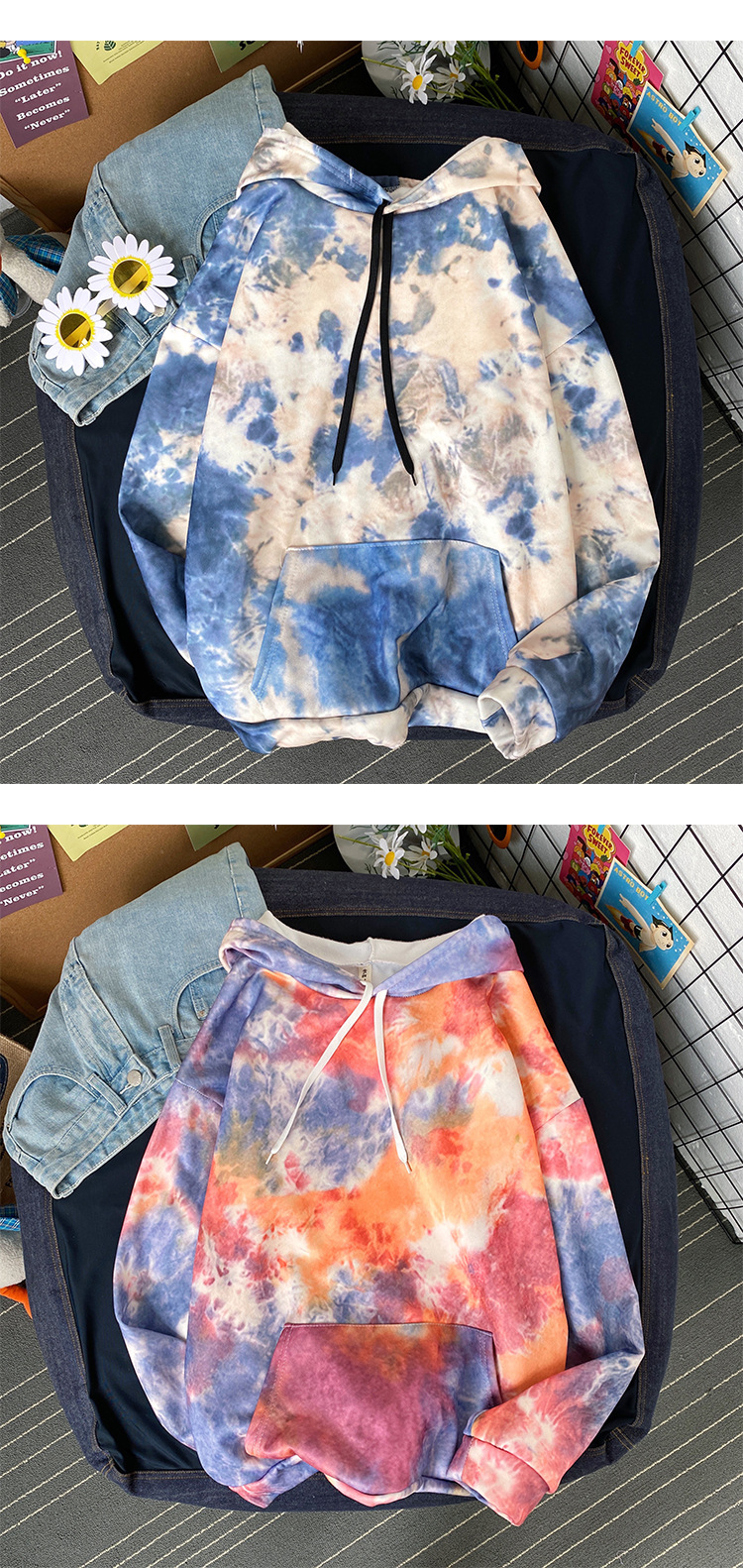 Winter Ins Fashion Brand Printing TieDyed Brushed Hoody Men's Korean Style Loose Trend AllMatch Couple Cover Top Clothes Winter Ins Fashion Brand Printing TieDyed Brushed Hoody Men's Korean Style Loose Trend AllMatch Couple Cover Top Clothes