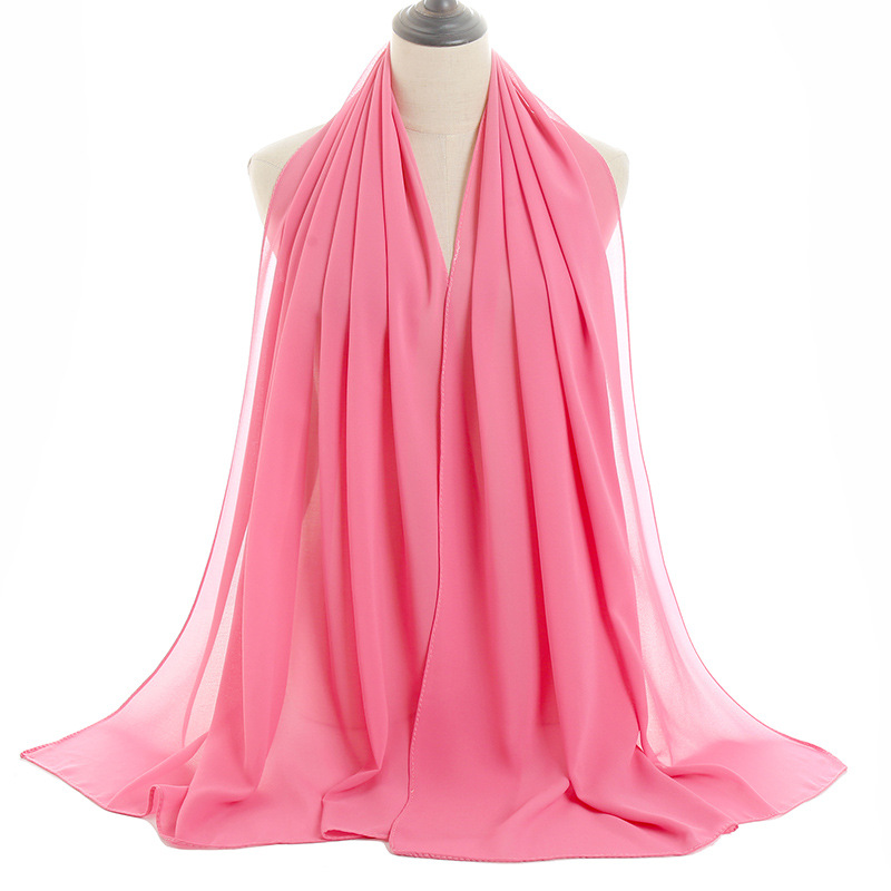 European and American Pearls Chiffon Monochrome Women&#039;s Scarf Cross-Border Hot Selling Malaysia New Scarf Shawl