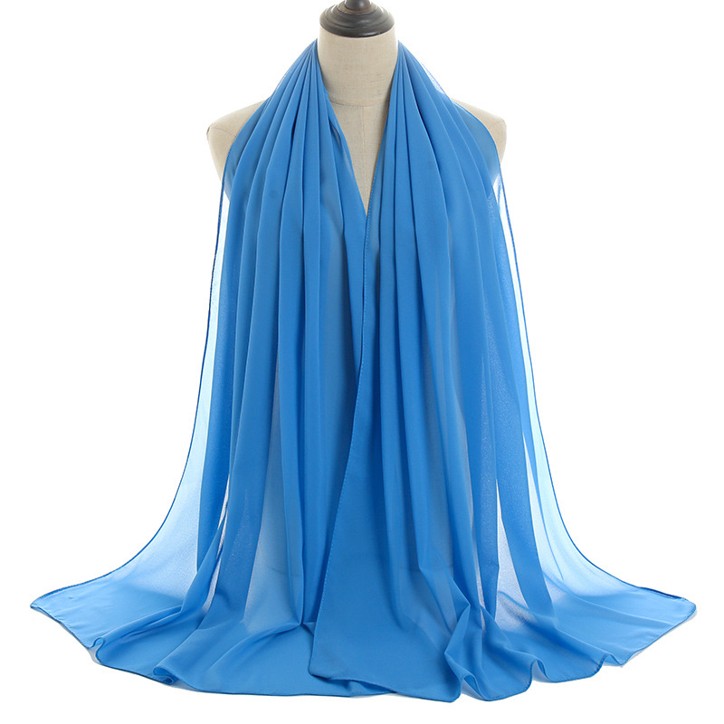 European and American Pearls Chiffon Monochrome Women&#039;s Scarf Cross-Border Hot Selling Malaysia New Scarf Shawl