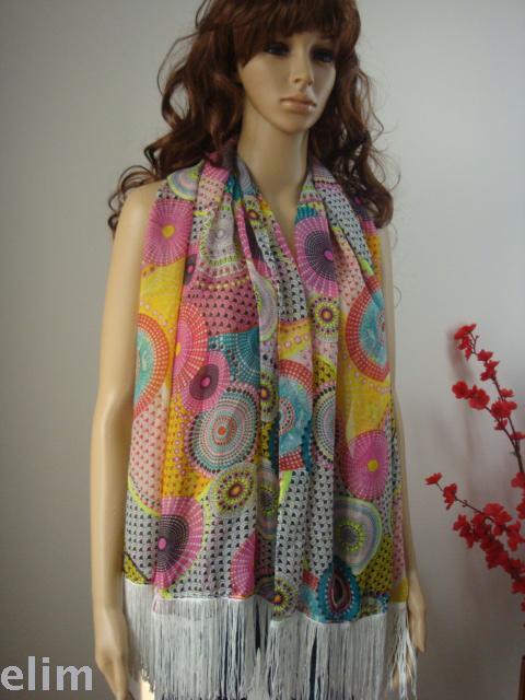 New chiffon printed suntan beach towel with split beard shawl front