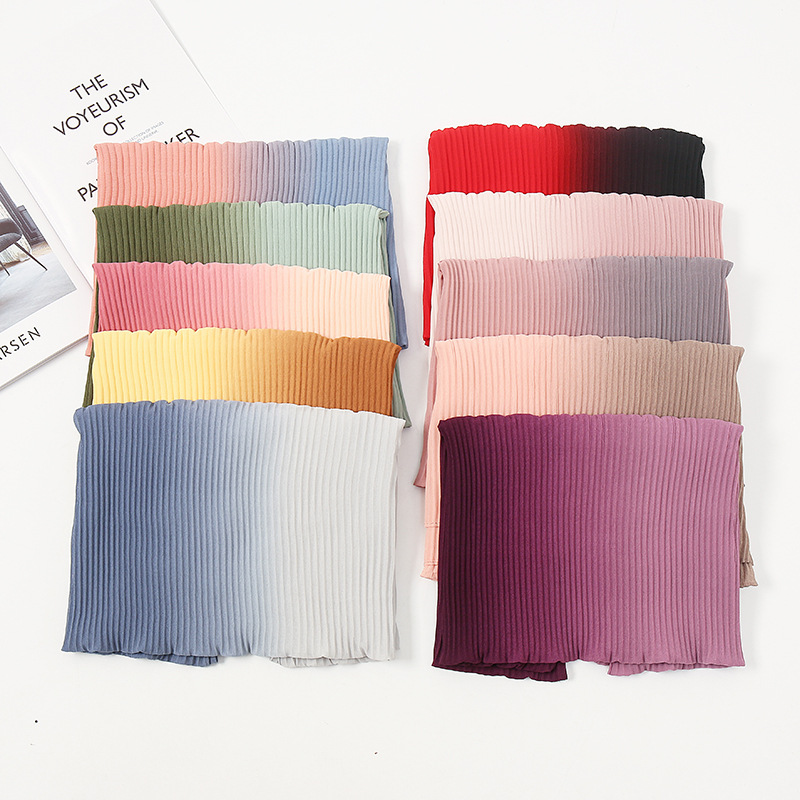 Cross-Border Hot Selling Transitional Pearl Chiffon Pleated Scarf Popular Color Stitching Thickened Chiffon Women's Scarf Yw135 Cross-Border Hot Selling Transitional Pearl Chiffon Pleated Scarf Popular Color Stitching Thickened Chiffon Women's Scarf Yw135