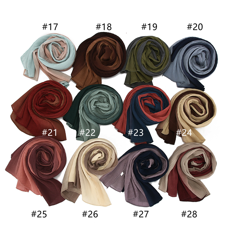 Hot sale new crinkled two-tone color bubble chiffon pleated solid shawls headband beach hijab summer Muslim wraps scarf Hot sale new crinkled two-tone color bubble chiffon pleated solid shawls headband beach hijab summer Muslim wraps scarf