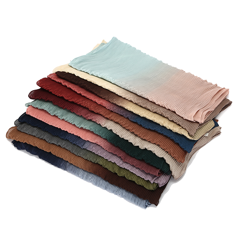 Hot sale new crinkled two-tone color bubble chiffon pleated solid shawls headband beach hijab summer Muslim wraps scarf Hot sale new crinkled two-tone color bubble chiffon pleated solid shawls headband beach hijab summer Muslim wraps scarf