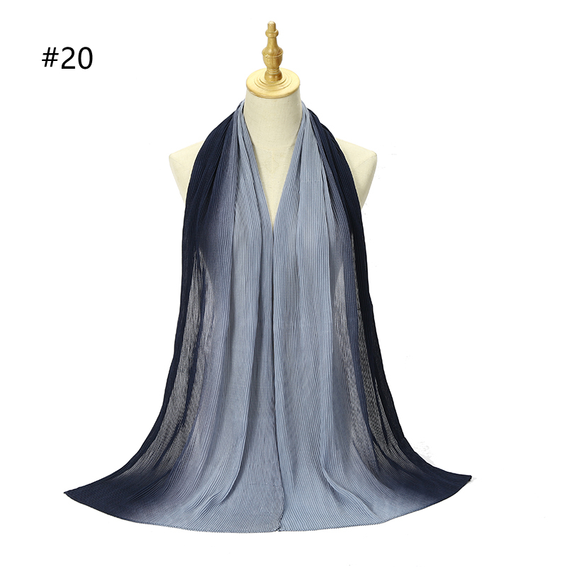Hot sale new crinkled two-tone color bubble chiffon pleated solid shawls headband beach hijab summer Muslim wraps scarf Hot sale new crinkled two-tone color bubble chiffon pleated solid shawls headband beach hijab summer Muslim wraps scarf