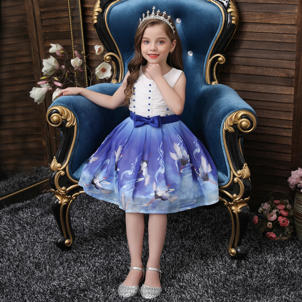 Children's Show Dress Christmas Chiffon print Dress Children Cross Boundary Children's Wedding Dress Princess Dress