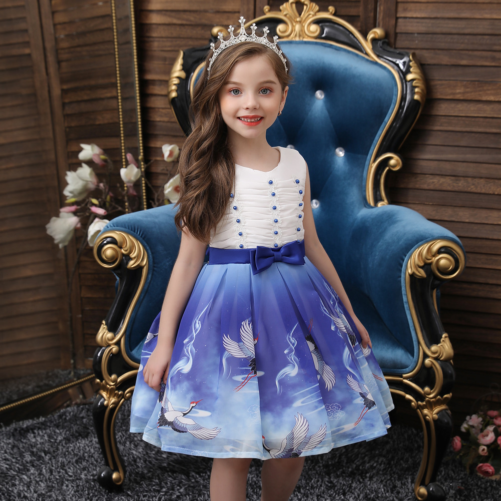 Children's Show Dress Christmas Chiffon print Dress Children Cross Boundary Children's Wedding Dress Princess Dress