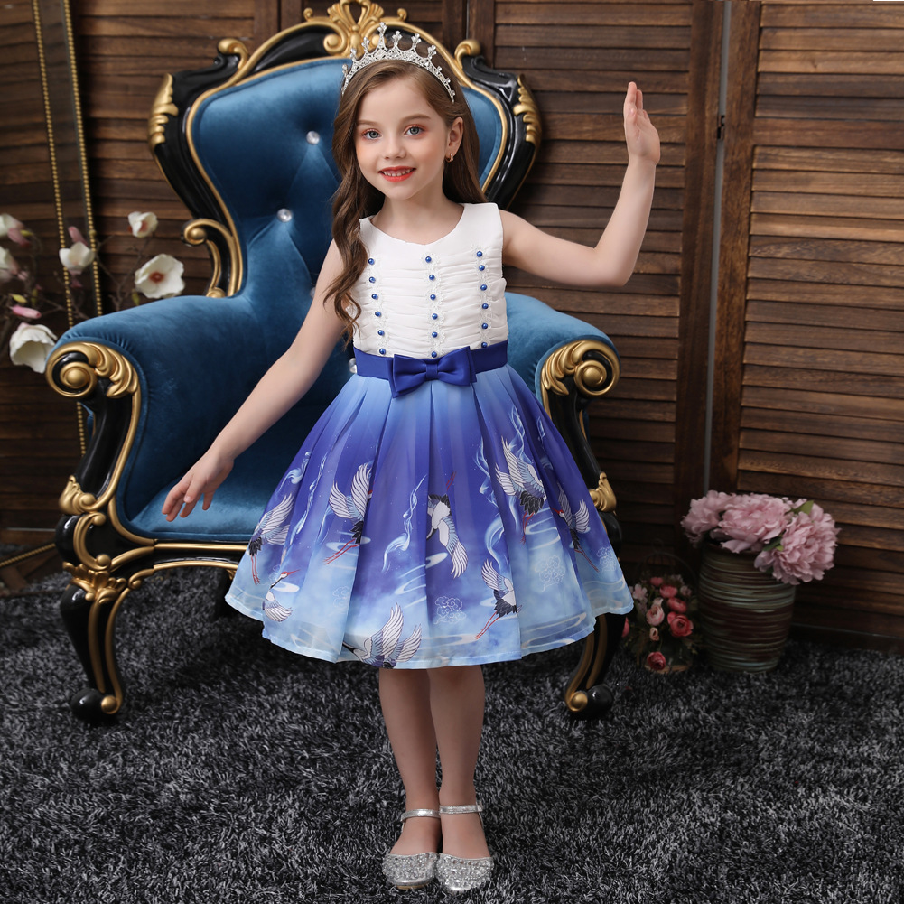 Children's Show Dress Christmas Chiffon print Dress Children Cross Boundary Children's Wedding Dress Princess Dress