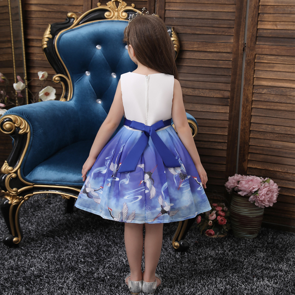 Children's Show Dress Christmas Chiffon print Dress Children Cross Boundary Children's Wedding Dress Princess Dress