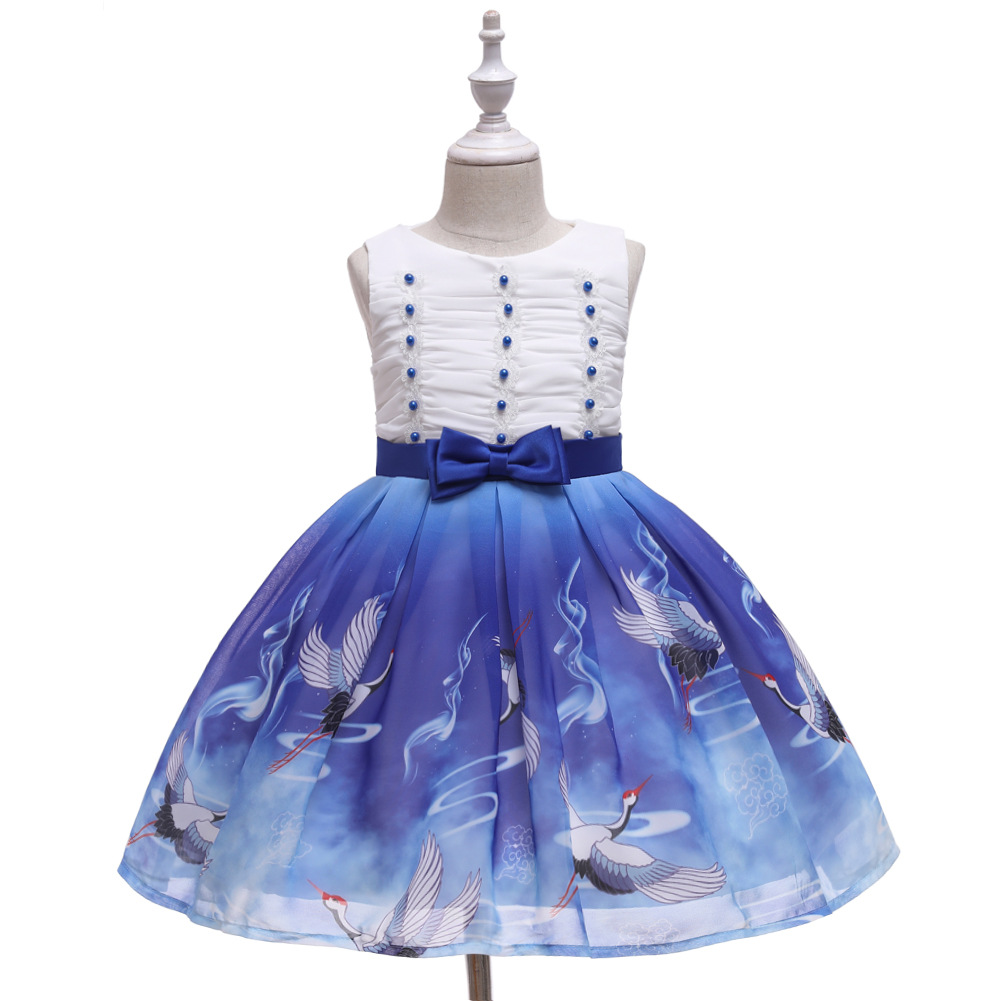 Children's Show Dress Christmas Chiffon print Dress Children Cross Boundary Children's Wedding Dress Princess Dress