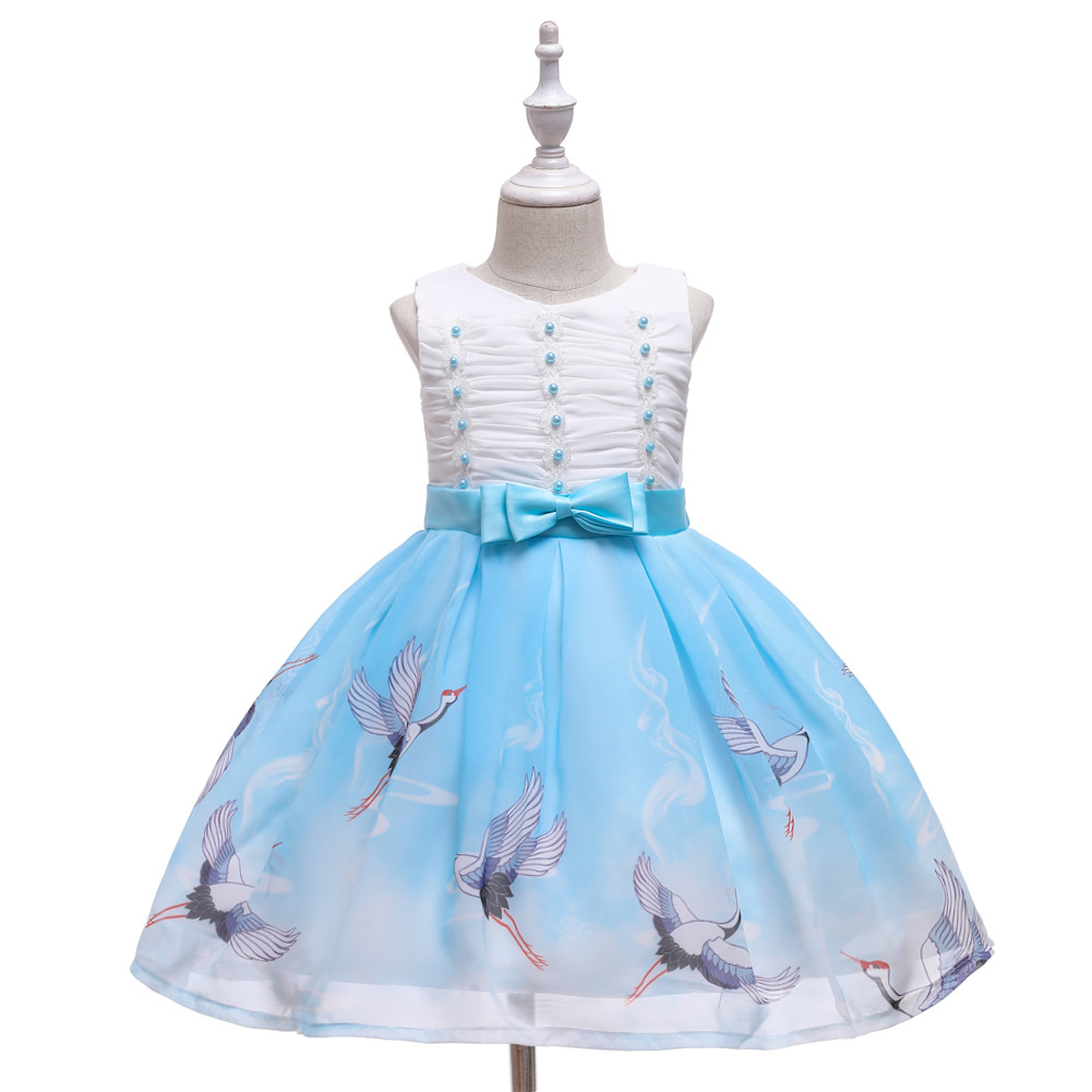 Children's Show Dress Christmas Chiffon print Dress Children Cross Boundary Children's Wedding Dress Princess Dress
