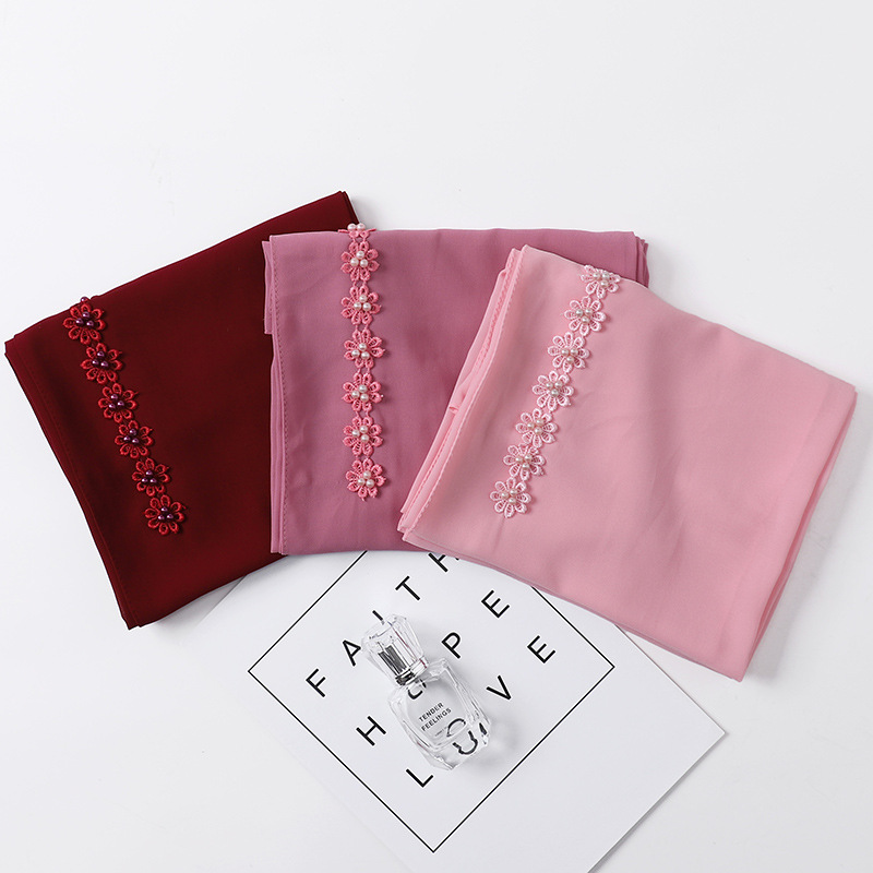 New Indonesia Baotou Scarf Pearl Chiffon Material Nail Pearl Decorative Scarf Scarf Wholesale New Indonesia Baotou Scarf Pearl Chiffon Material Nail Pearl Decorative Scarf Scarf Wholesale
