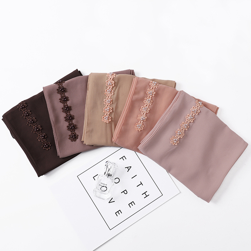 New Indonesia Baotou Scarf Pearl Chiffon Material Nail Pearl Decorative Scarf Scarf Wholesale New Indonesia Baotou Scarf Pearl Chiffon Material Nail Pearl Decorative Scarf Scarf Wholesale