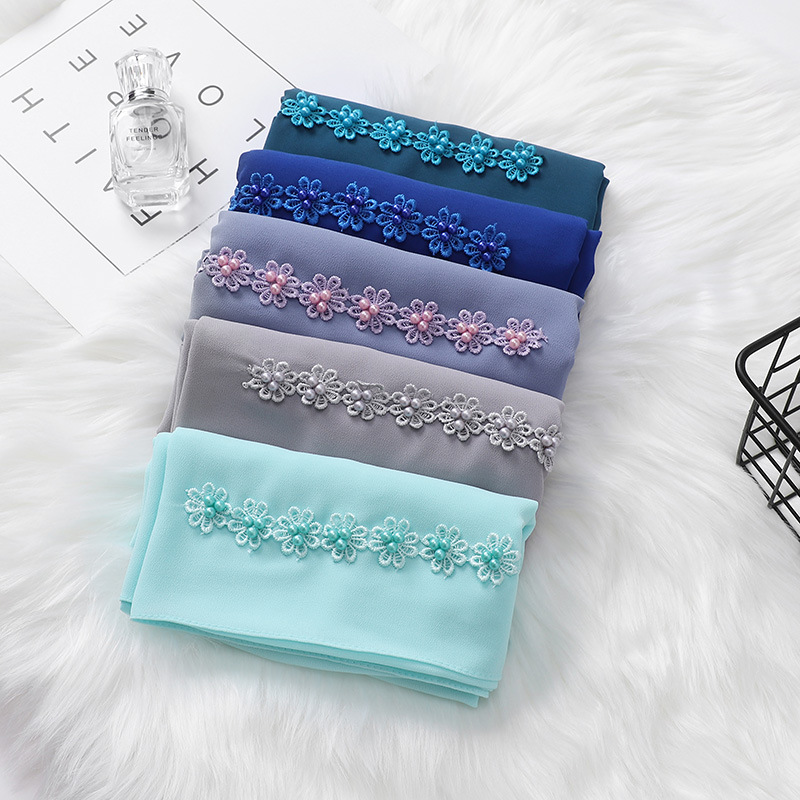 New Indonesia Baotou Scarf Pearl Chiffon Material Nail Pearl Decorative Scarf Scarf Wholesale New Indonesia Baotou Scarf Pearl Chiffon Material Nail Pearl Decorative Scarf Scarf Wholesale