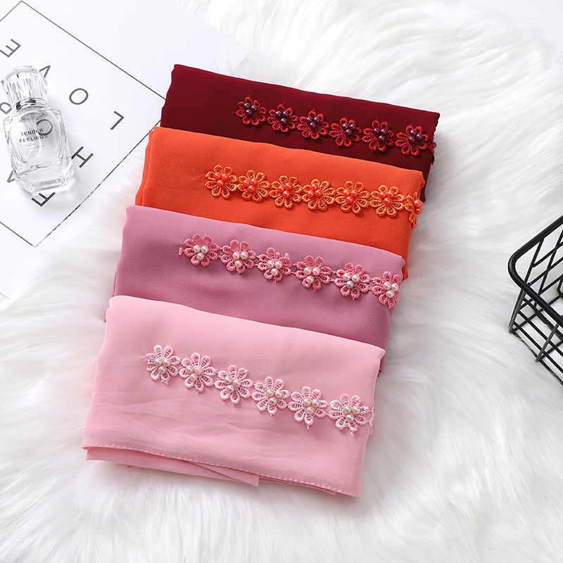 New Indonesia Baotou Scarf Pearl Chiffon Material Nail Pearl Decorative Scarf Scarf Wholesale New Indonesia Baotou Scarf Pearl Chiffon Material Nail Pearl Decorative Scarf Scarf Wholesale
