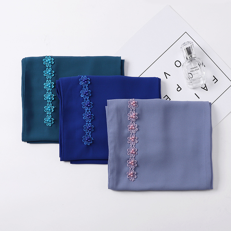 New Indonesia Baotou Scarf Pearl Chiffon Material Nail Pearl Decorative Scarf Scarf Wholesale New Indonesia Baotou Scarf Pearl Chiffon Material Nail Pearl Decorative Scarf Scarf Wholesale