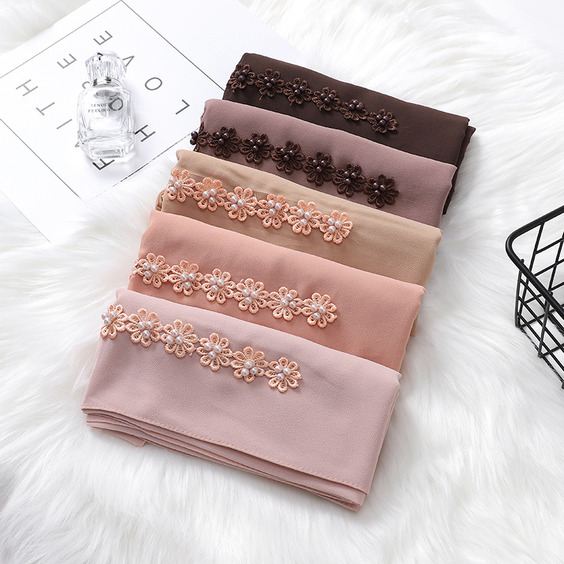 New Indonesia Baotou Scarf Pearl Chiffon Material Nail Pearl Decorative Scarf Scarf Wholesale New Indonesia Baotou Scarf Pearl Chiffon Material Nail Pearl Decorative Scarf Scarf Wholesale