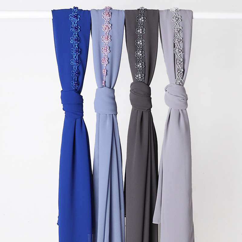 New Indonesia Baotou Scarf Pearl Chiffon Material Nail Pearl Decorative Scarf Scarf Wholesale New Indonesia Baotou Scarf Pearl Chiffon Material Nail Pearl Decorative Scarf Scarf Wholesale