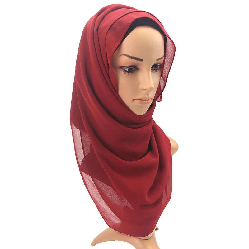 Monochrome National Pearl Chiffon Bubble Scarf Headscarf Women&#039;s Cover Scarf Wholesale