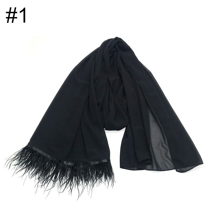 High Quality Cross-Border Amazon New Chiffon Belt Feather Women Scarf Islamic Fashion Baotou One Piece Dropshipping High Quality Cross-Border Amazon New Chiffon Belt Feather Women Scarf Islamic Fashion Baotou One Piece Dropshipping