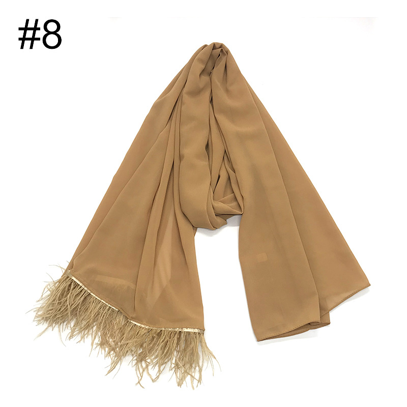 High Quality Cross-Border Amazon New Chiffon Belt Feather Women Scarf Islamic Fashion Baotou One Piece Dropshipping High Quality Cross-Border Amazon New Chiffon Belt Feather Women Scarf Islamic Fashion Baotou One Piece Dropshipping